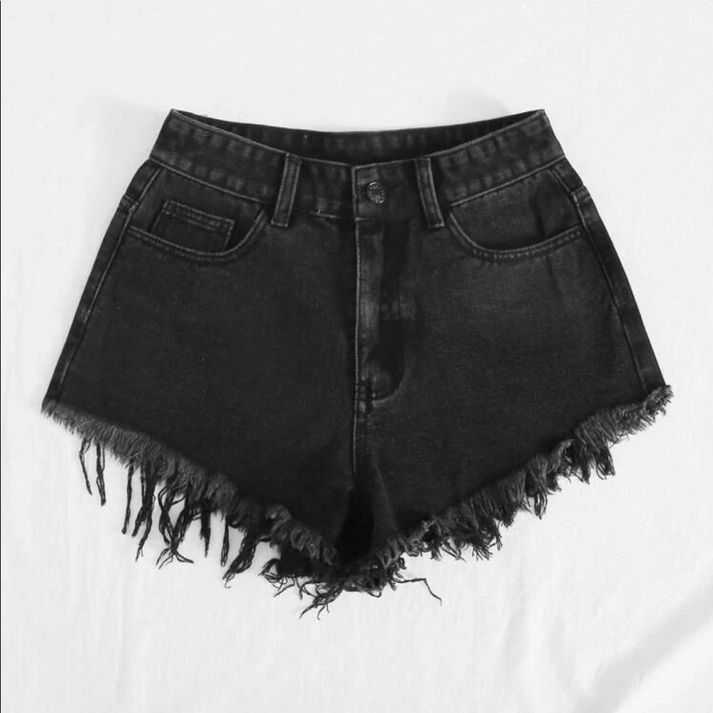 Black Denim Shorts - Picture 2 of 2